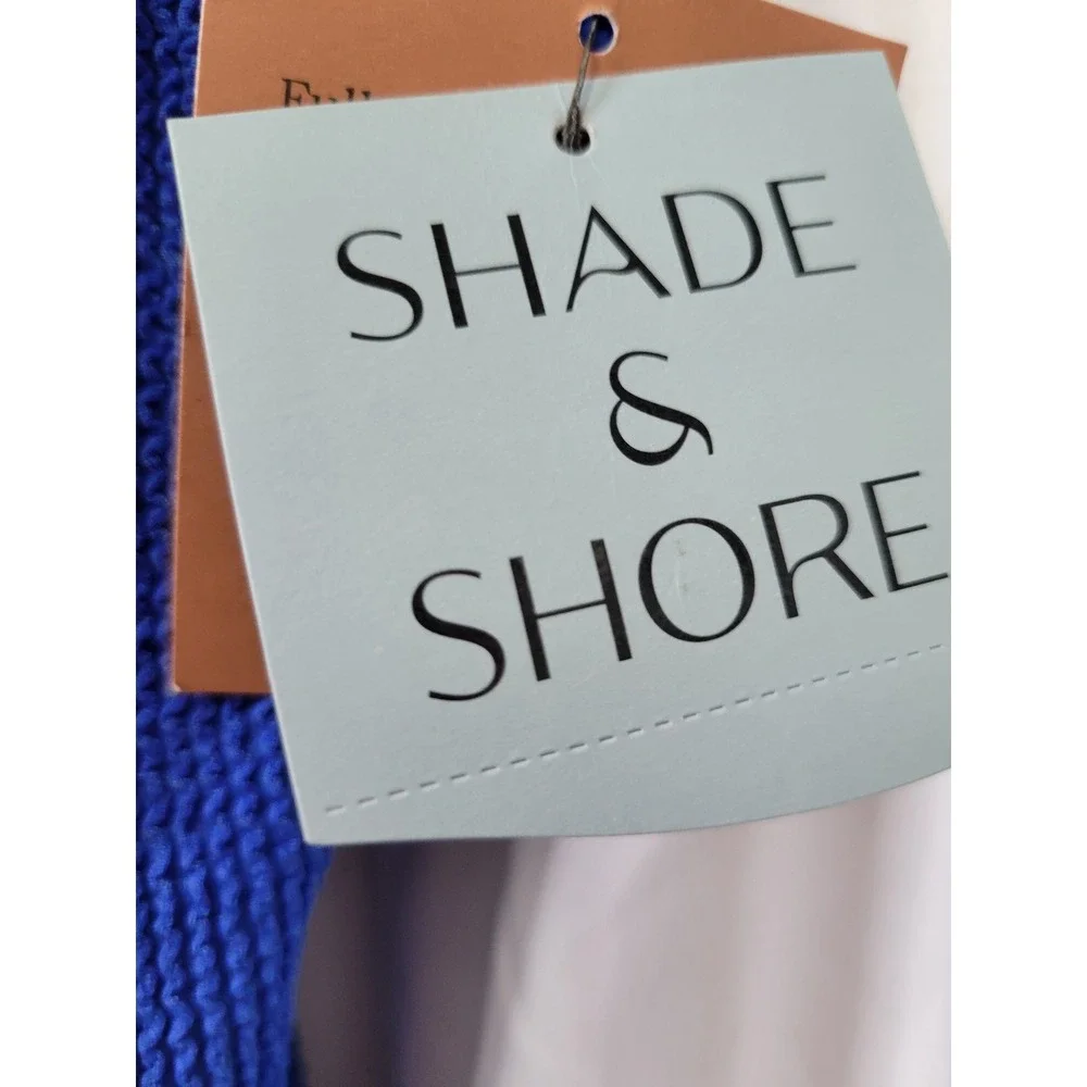 Shade & Shore Blue Textured One Piece Swimsuit Full Coverage  Size 22 1506